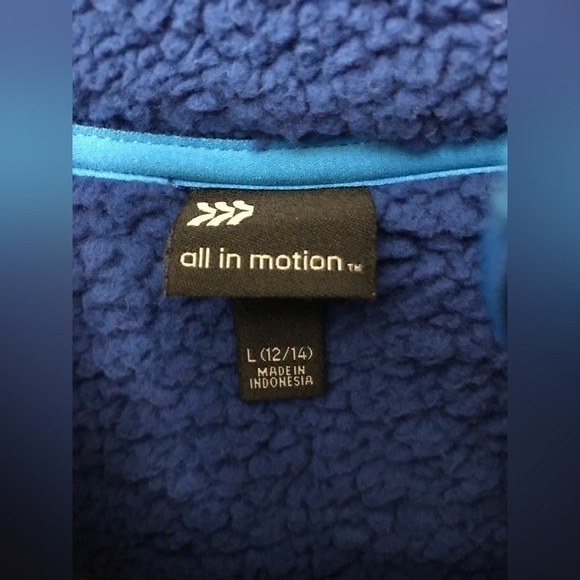 All in Motion Youth Faux Shearling LS 1/4 Zip Blue Pullover L 12-14 - Picture 13 of 14